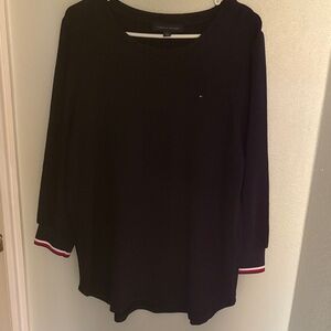 Tommy Hilfiger Navy blue Long Sleeve Crew with Red & White Cuff elastic trim